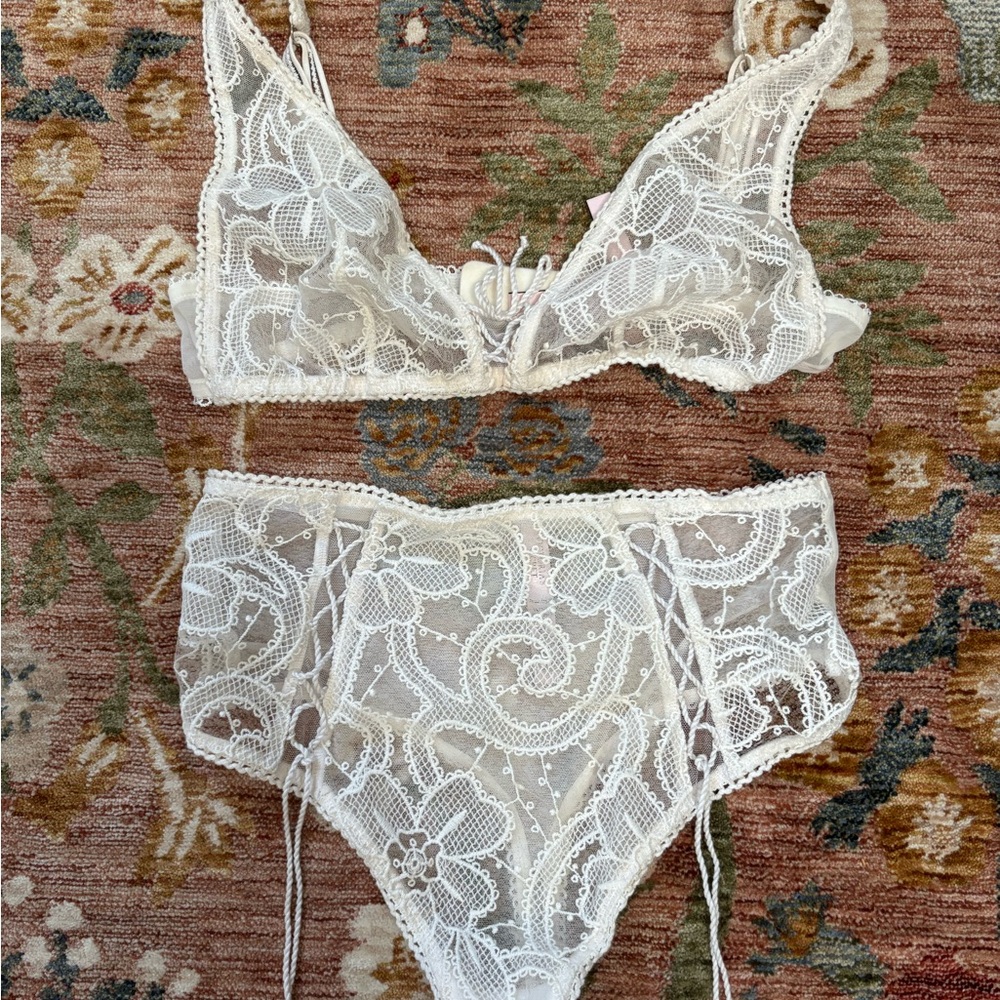 Victoria's Secret Lace Bralette and Panty Set - White